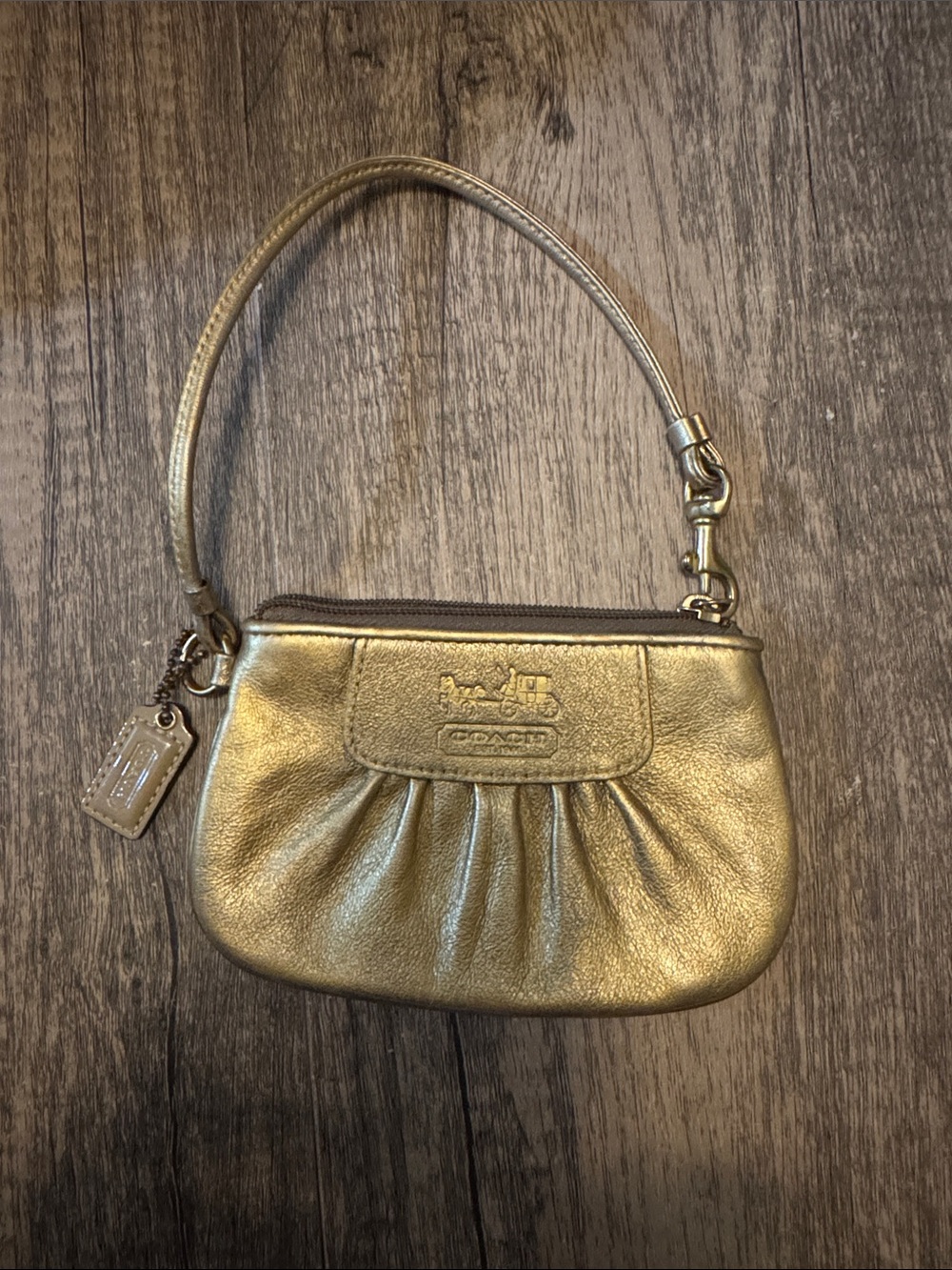 Coach Metallic Gold Mini Wristlet